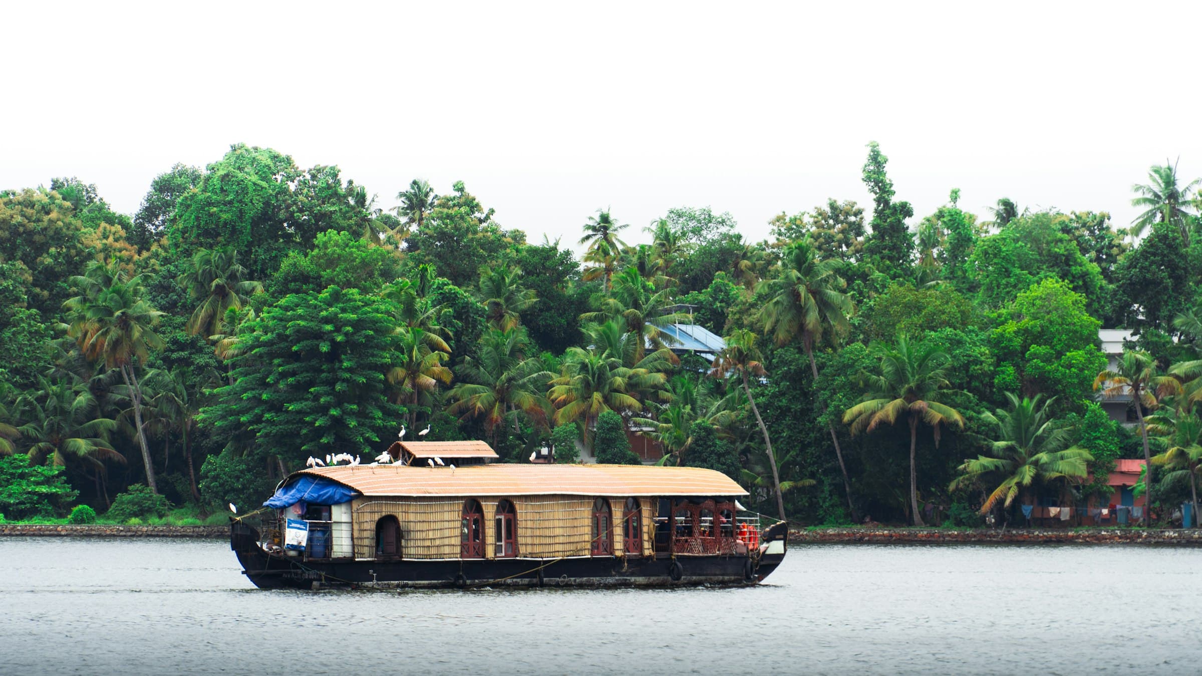 Traditional houseboat cruising Kerala's backwaters