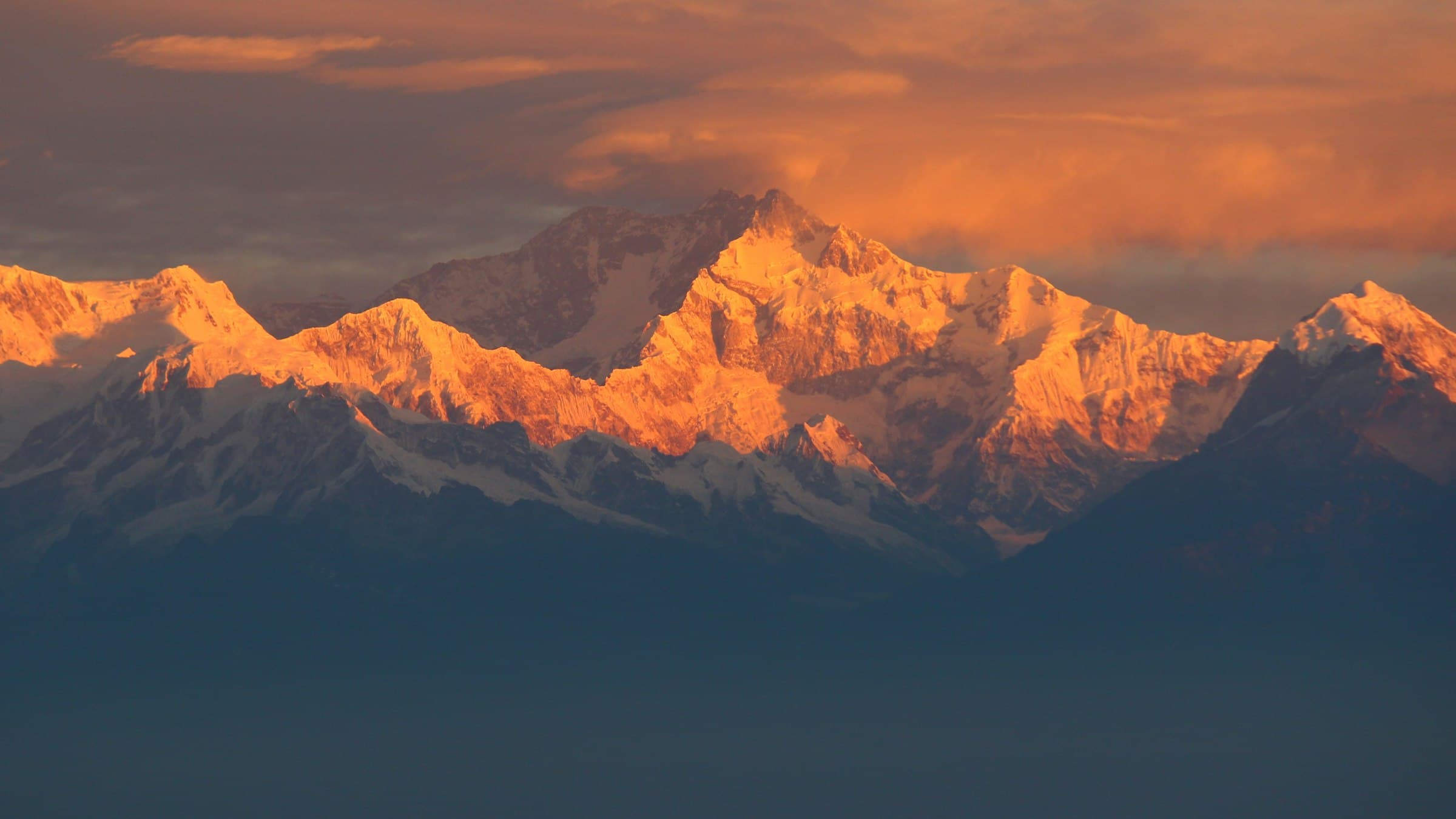Kanchenjunga, the world's third-highest peak, rising above the Sikkim Himalaya