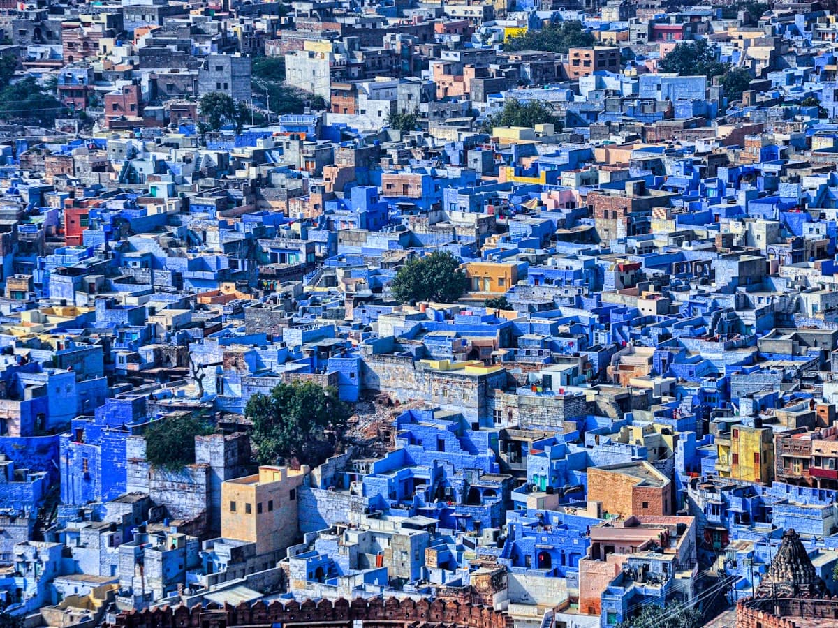 Jodhpur's Blue City rooftops, the indigo-painted old town below Mehrangarh Fort