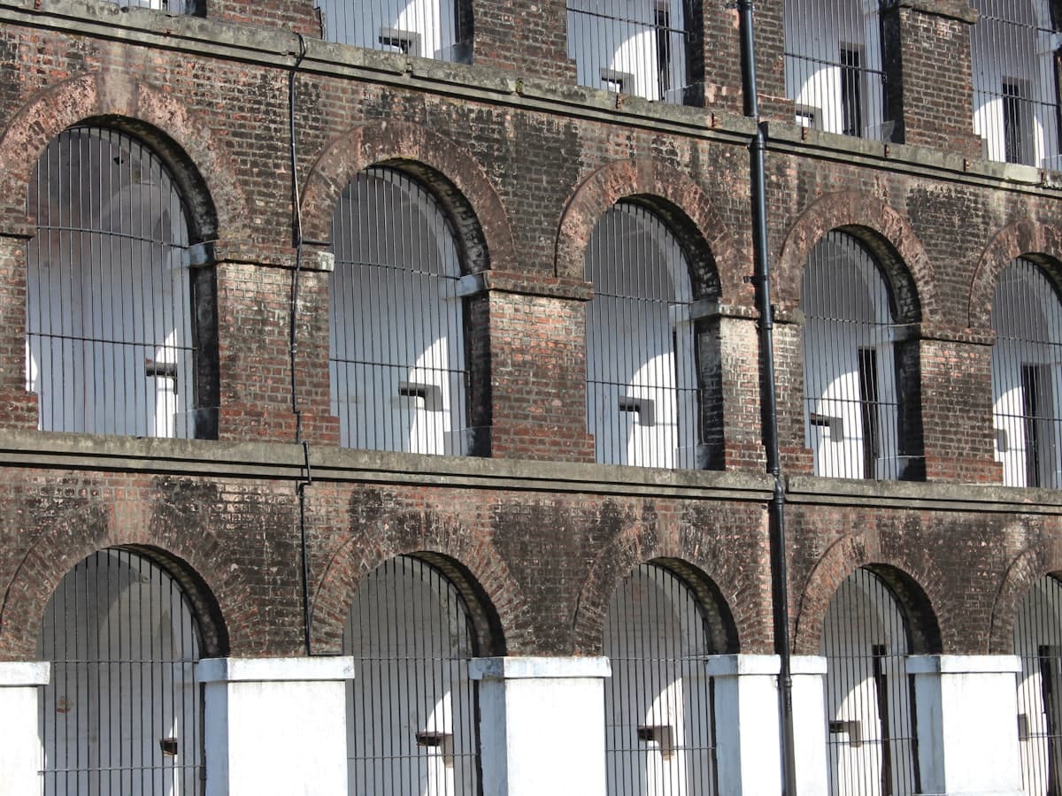 Exterior of the Cellular Jail, the historic colonial-era prison in Port Blair, Andaman Islands