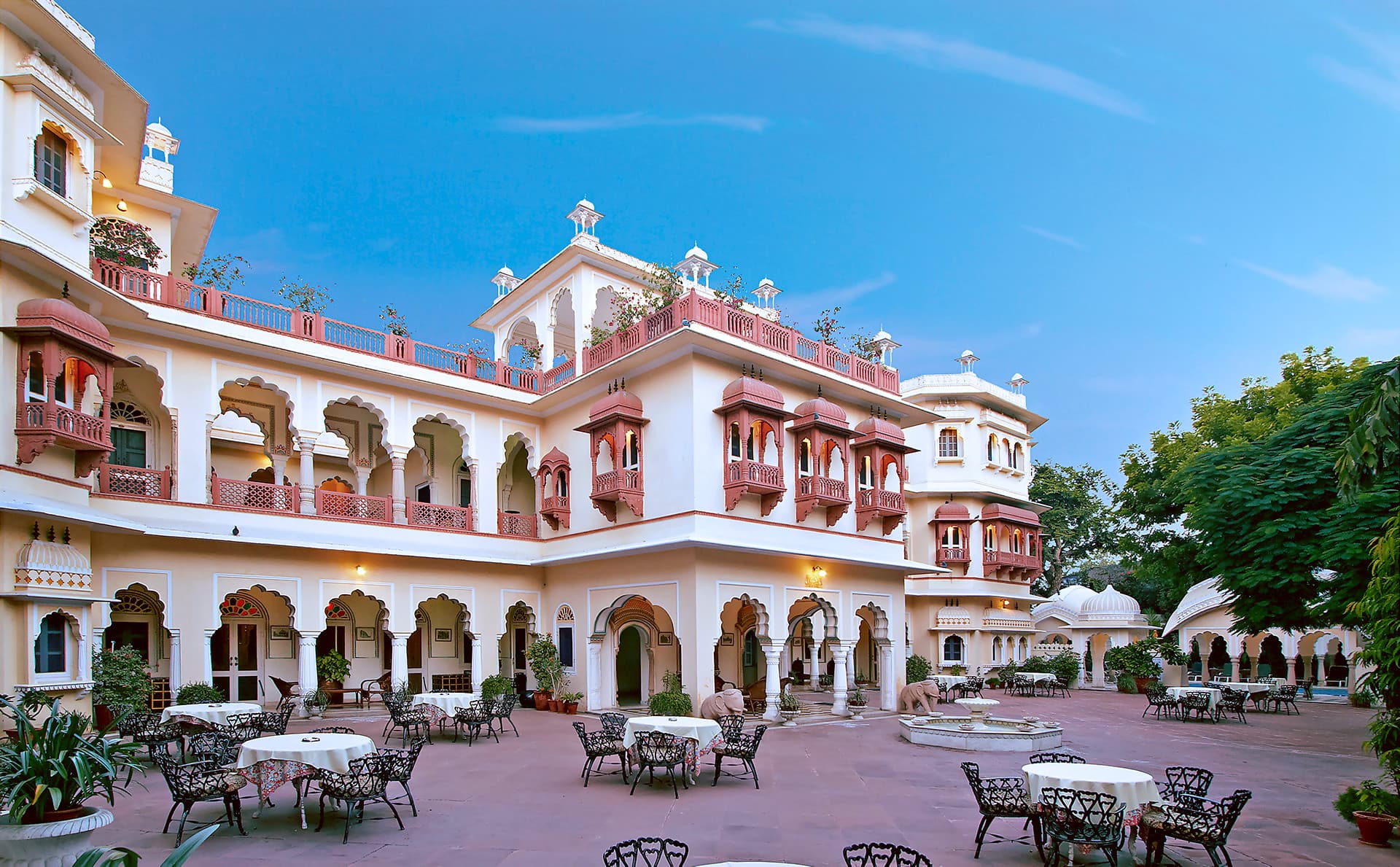 Alsisar Haveli, Jaipur — the 1892 heritage haveli's painted arches and courtyard architecture