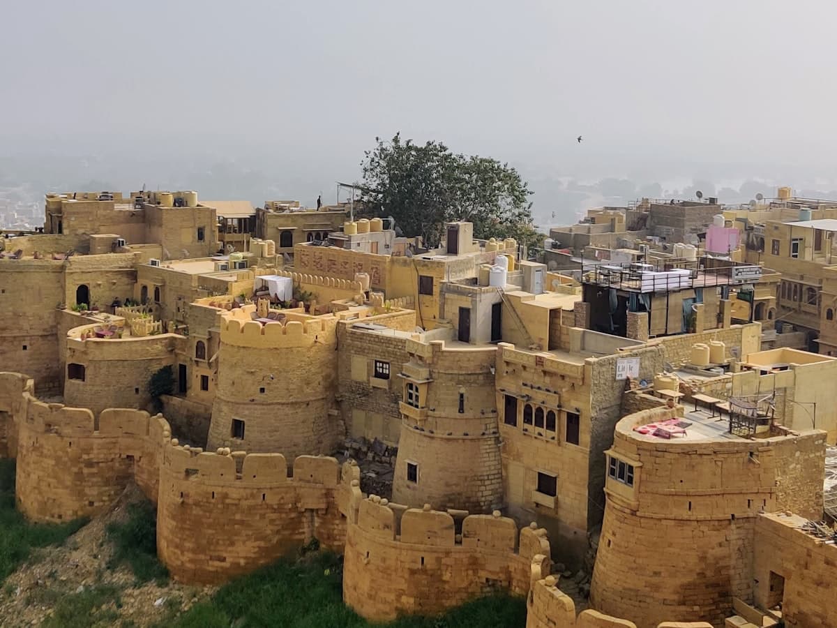 A view over the town from a high vantage point